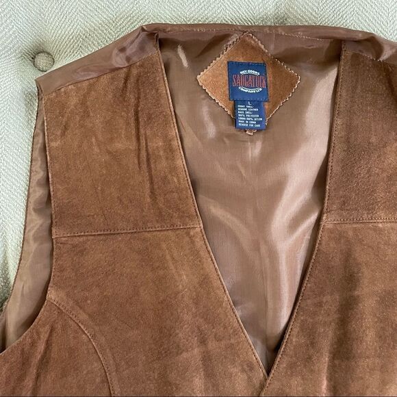Saugatuck Dry Goods Company Sueded Leather Button Vest L - Picture 3 of 5